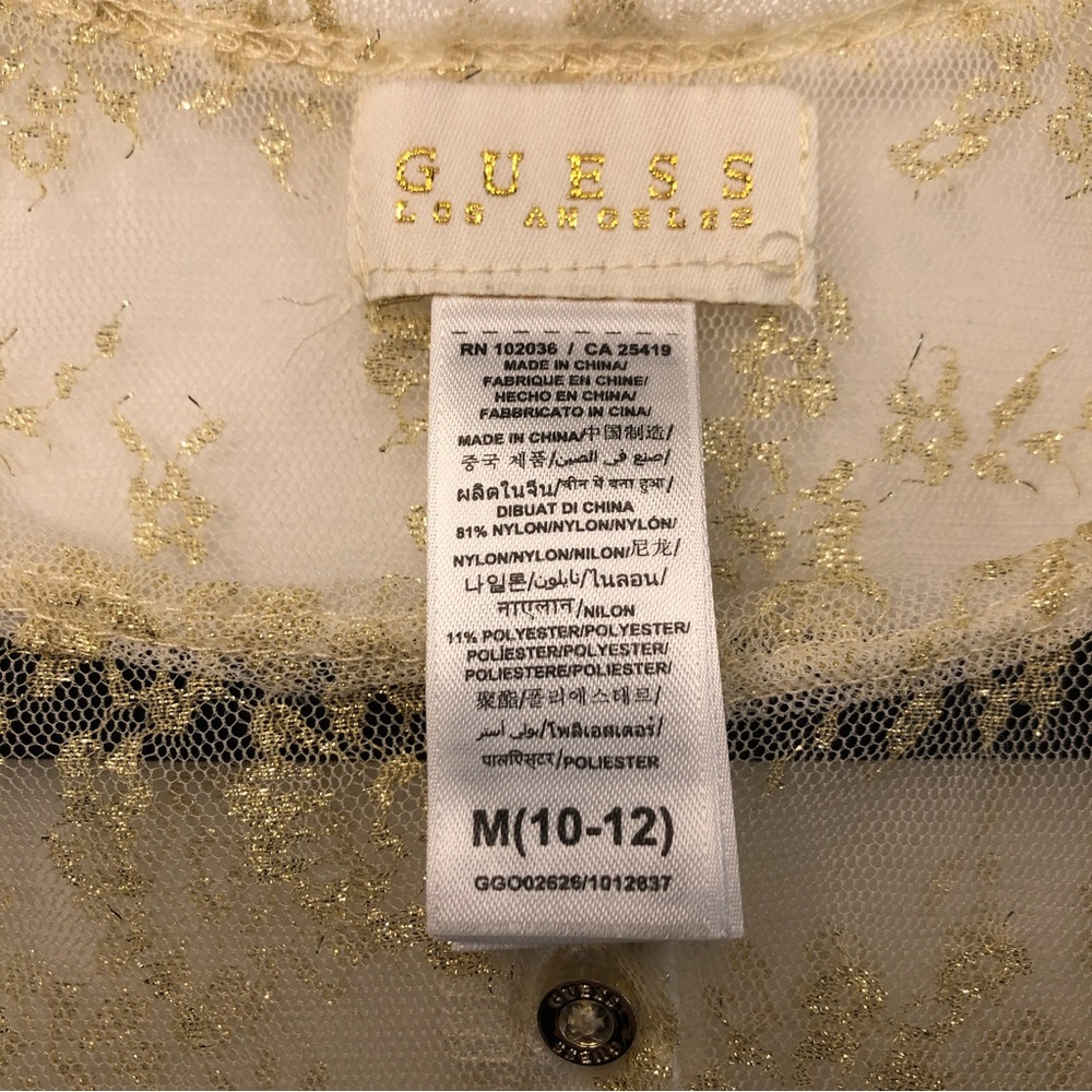 Guess Kids M (10-12) Gold Lace Button Top Shirt - Picture 5 of 6